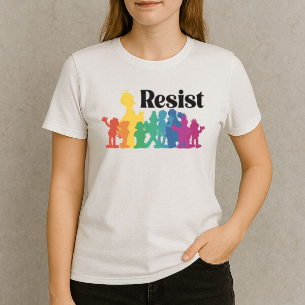 PBS-Resist-T-Shirt-–-Rainbow-Sesame-Street-Activist-Tee