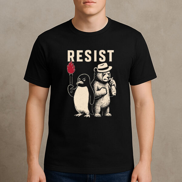 Penguin-&-Bear-Resist-Shirt-–-Political-Protest-Graphic-Tee-US