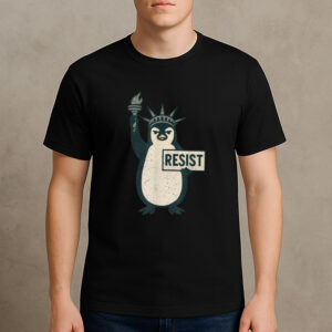 Penguin-Resist-Funny-Vintage-Protest-Graphic-Tee-US