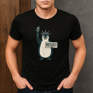 Penguin-Resist-Funny-Vintage-Protest-Graphic-Tee-USA