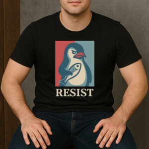 Penguin-Resist-Political-Activist-Graphic-T-Shirt-USA