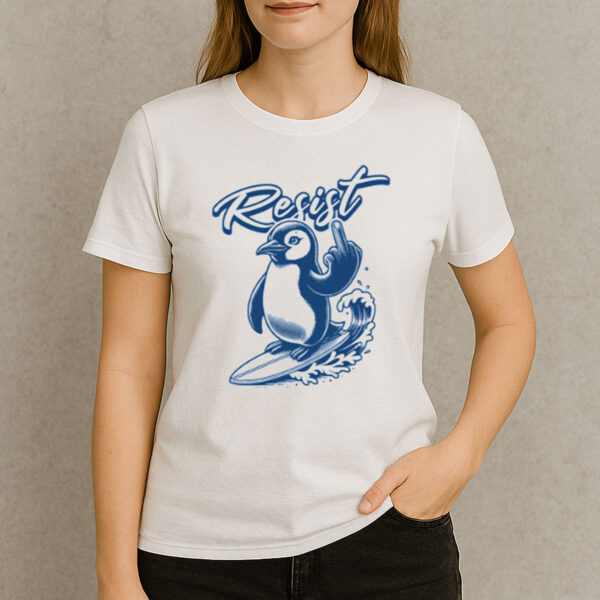 Penguin-Resist-Surf-Protest-Funny-Classic-T-shirt