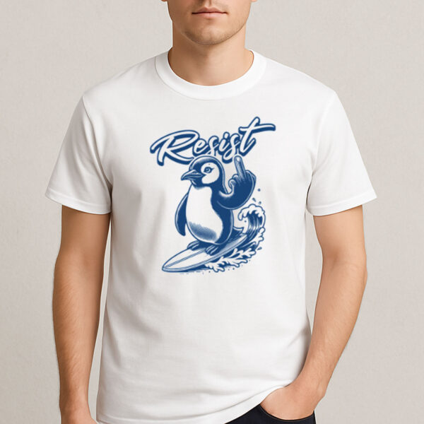 Penguin-Resist-Surf-Protest-Funny-Classic-T-shirt-US