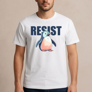 Penguin-Resist-T-Shirt-–-Cute-Activist-Penguin-Graphic-Tee-US
