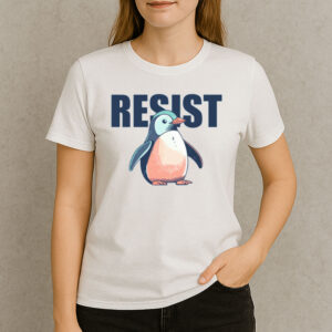 Penguin-Resist-T-Shirt-–-Cute-Activist-Penguin-Graphic-Tee-USA