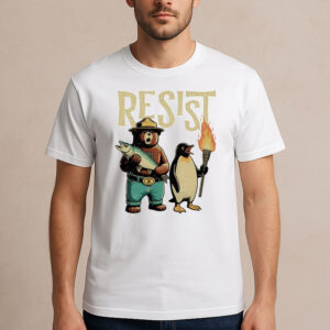 Penguin-&-Smokey-Bear-Resist-Shirt-–-Fun-Activist-Graphic-Tees