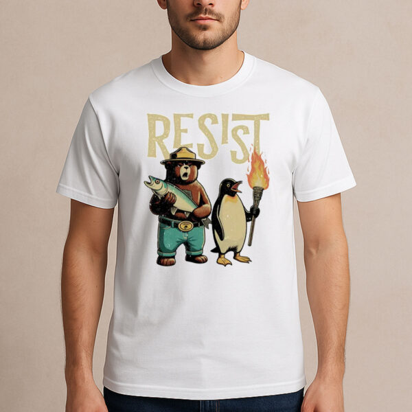 Penguin-&-Smokey-Bear-Resist-Shirt-–-Fun-Activist-Graphic-Tees