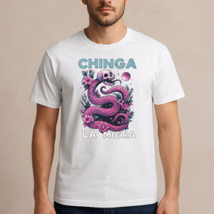 Pink-Cosmic-Snake-Chinga-La-Migra-Immigrant-Rights-Shirt