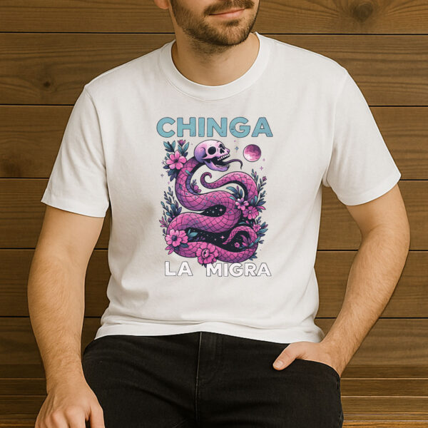 Pink-Cosmic-Snake-Chinga-La-Migra-Immigrant-Rights-Shirt-US