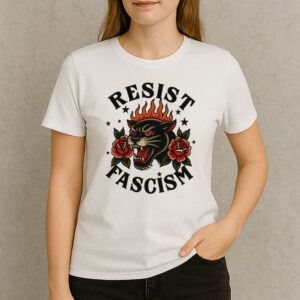 RESIST-FASCISM-Panther-Roses-Political-Activism-T-Shirt-USA