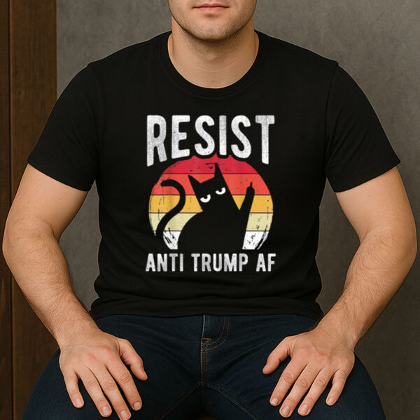 Resist-Anti-Trump-Cat-AF-Retro-Protest-T-shirt