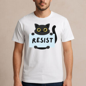 Resist-Cat-T-Shirt-–-Cute-Black-Cat-Activist-Graphic-Tees