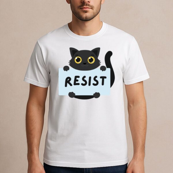 Resist-Cat-T-Shirt-–-Cute-Black-Cat-Activist-Graphic-Tees