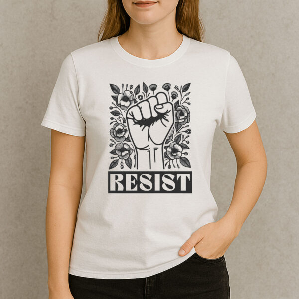 Resist-Feminist-Flower-Power-Political-Protest-T-Shirt-USA