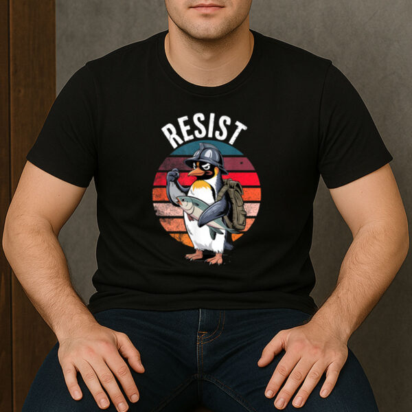 Resist-Penguin-Activism-T-Shirt-–-Funny-Protest-Graphic-Tee