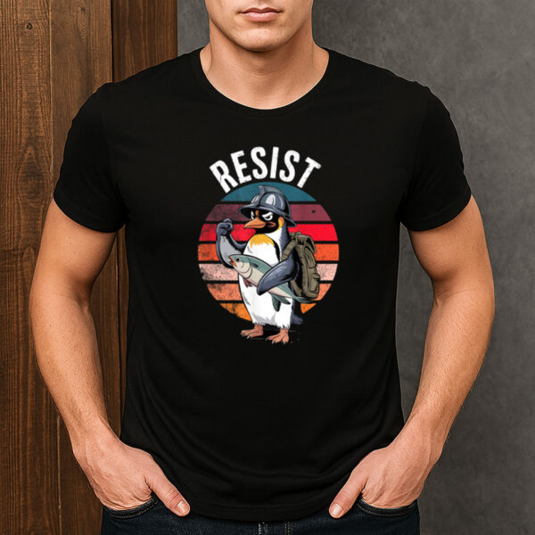 Resist-Penguin-Activism-T-Shirt-–-Funny-Protest-Graphic-Tee-USA