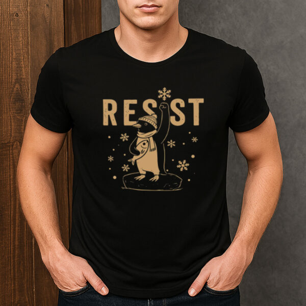 Resist-Penguin-Activism-–-Penguins-Against-Tariffs-Tee