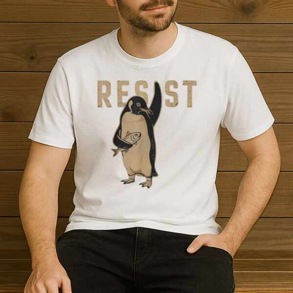 Resist-Penguin-Protest-Funny-Graphic-T-shirt