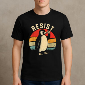 Resist-Penguin-Shirt-–-Retro-Activist-Graphic-Protest-Tees