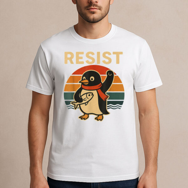 Resist-Penguin-T-Shirt-–-Cute-Retro-Penguin-Activism-Tee-US