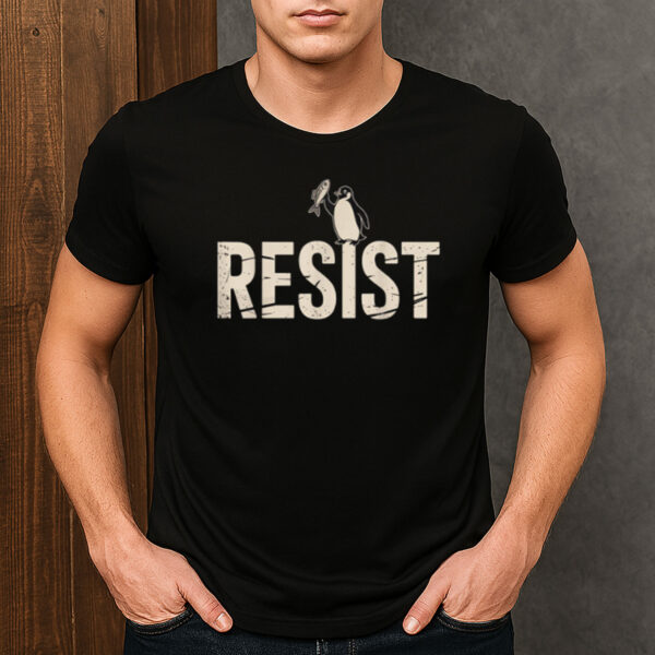 Resist-Penguin-T-Shirt-–-Funny-Protest-Against-Tariffs-Graphic-Tee-USA