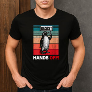Resist-Penguin-–-Hands-Off-Retro-Activism-Graphic-Tee