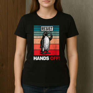 Resist-Penguin-–-Hands-Off-Retro-Activism-Graphic-Tee-US