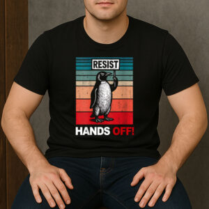 Resist-Penguin-–-Hands-Off-Retro-Activism-Graphic-Tee-USA