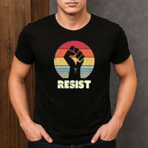 Resist-Raised-Fist-Retro-Sunset-Political-Protest-T-Shirt