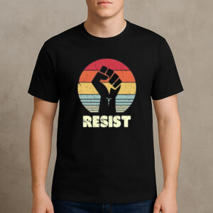 Resist-Raised-Fist-Retro-Sunset-Political-Protest-T-Shirts