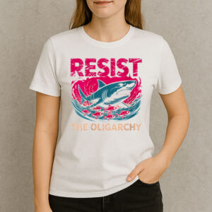 Resist-the-Oligarchy-T-Shirt-–-Funny-Political-Shark-&-Fish-Tee