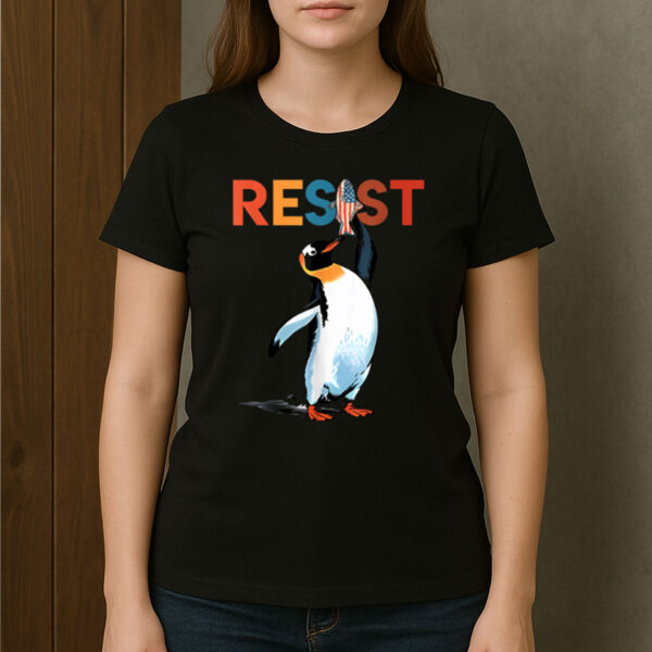 Retro-Resist-Penguin-–-American-Flag-Fish-Activist-Tees