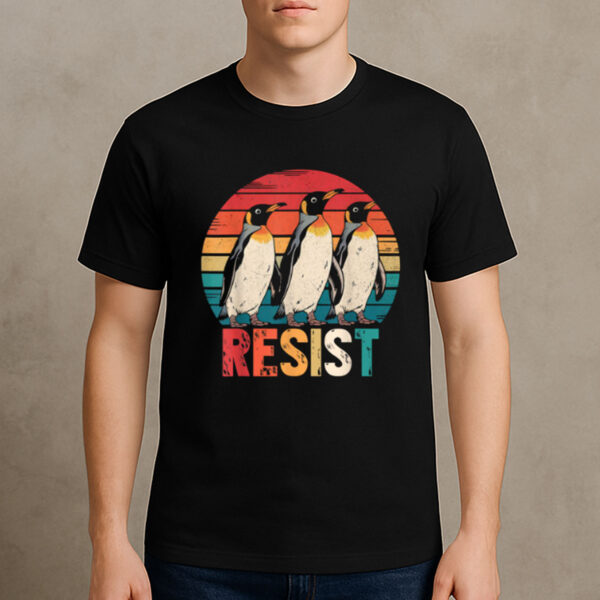 Retro-Resist-Penguins-T-Shirt-–-Protest-Against-Tariffss