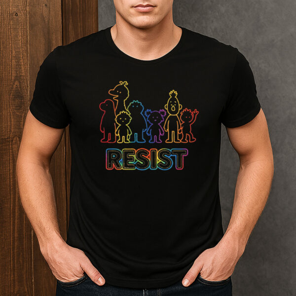 Save-PBS-Resist-Shirt-–-Rainbow-Outline-Sesame-Street-Tee